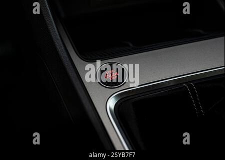 Close-up of a car's ignition start button, highlighting modern automotive technology and sleek interior design, perfect for concepts related to innova Stock Photo