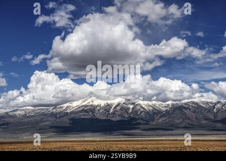 Wild thunderstorm and rain clouds over Highway 50, Loneliest Road in America, Ely, Nevada, USA, North America Stock Photo