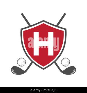 Monogram Letter H Golf Club Logo Design, League and Golfing Symbol Vector Template Stock Vector