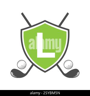 Monogram Letter L Golf Club Logo Design, League and Golfing Symbol Vector Template Stock Vector