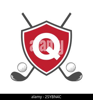 Monogram Letter Q Golf Club Logo Design, League and Golfing Symbol Vector Template Stock Vector