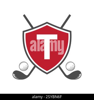 Monogram Letter T Golf Club Logo Design, League and Golfing Symbol Vector Template Stock Vector