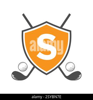 Monogram Letter S Golf Club Logo Design, League and Golfing Symbol Vector Template Stock Vector