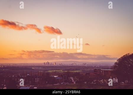 Sunset over Marple, Stockport Stock Photo