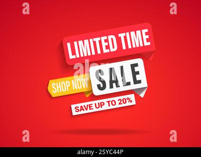 Sale web banner victor design template. Exclusive Discount, Flash sale , Mega sale offer with Realistic Ribbon. Special offer price of Product . Stock Vector