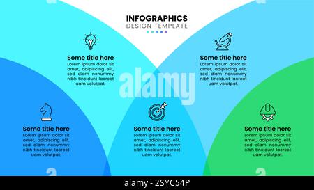 Infographic template with icons and 5 options or steps. Can be used for workflow layout, diagram, banner, webdesign. Vector illustration Stock Vector