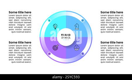 Infographic template with icons and 4 options or steps. Circle. Can be used for workflow layout, diagram, banner, webdesign. Vector illustration Stock Vector