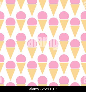 Berry ice cream cone Seamless Pattern in trendy shades. National Ice Cream Day Minimalistic backdrop. Isolated Vector illustration Wallpaper, Background Thematic cars, posters or web promo banner, tag Stock Vector