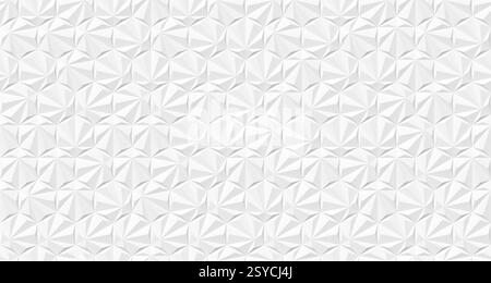 Seamless modern white abstract background featuring repeating geometric low-poly shapes creating a textured 3D effect. Ideal for modern design project Stock Photo