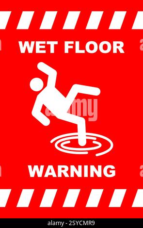 Wet floor warning sign. Sign for public places where floors are washed Stock Vector