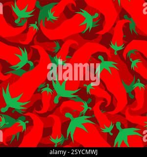 hot red pepper pattern seamless. Very hot chili pepper background Stock Vector
