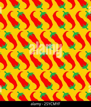 hot red pepper pattern seamless. Very hot chili pepper background Stock Vector
