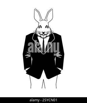 Hare businessman. Rabbit in business suit. bunny boss. Stock Vector