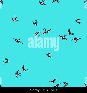 Swallows pattern seamless. Swallow background. Baby fabric background Stock Vector