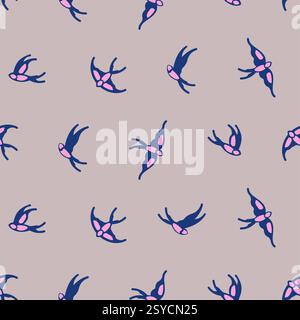 Swallows pattern seamless. Swallow background. Baby fabric background Stock Vector