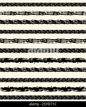 vector brush strokes, bold hand-drawn stripes, grunge dry brush texture. Calligraphy-inspired rough lines, bright striped patterns, charcoal scribbles Stock Vector