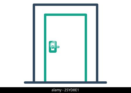 Door icon. line icon style. icon related to furniture. furniture elements vector illustration Stock Vector