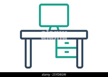 Desk icon. line icon style. icon related to furniture. furniture elements vector illustration Stock Vector