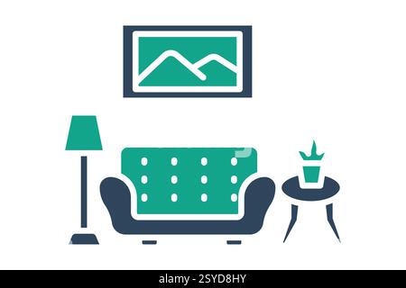 Interior icon. solid icon style. icon related to furniture. furniture elements vector illustration Stock Vector