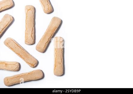 Italian biscuits ladyfingers savoiardi isolated on white background Stock Photo