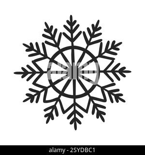 Symmetrical Snowflake Line Art Stock Vector