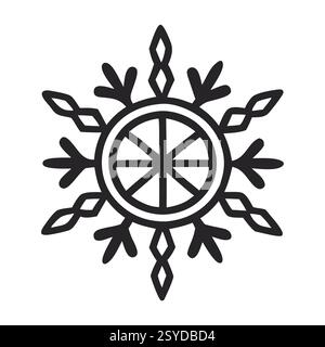 Elegant Snowflake Line Art Design Stock Vector