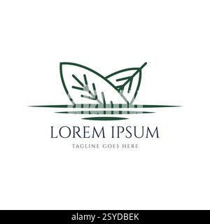 Simple Minimalist Floating Leaf Leaves Water Logo Design Vector Stock Vector