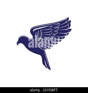 Simple Minimalist Spread Wings Pigeon Dove Bird Silhouette Logo Design Illustration Vector Stock Vector