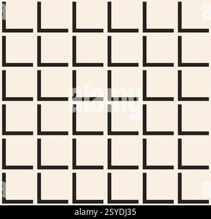Black simple black squares seamless pattern on beige background. Stock Vector