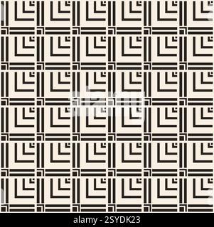 Black simple dense corners squares seamless pattern on beige background. Pattern for textile, wrapping, banner. Stock Vector