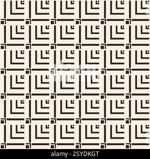 Black simple dense corners squares seamless pattern on beige background. Pattern for textile, wrapping, banner. Stock Vector