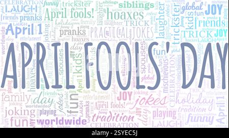 April Fools' Day vector illustration word cloud isolated on a white background. Stock Vector