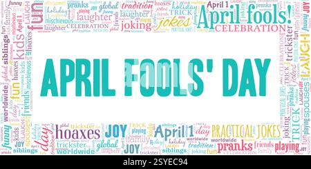 April Fools' Day vector illustration word cloud isolated on a white background. Stock Vector