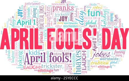 April Fools' Day vector illustration word cloud isolated on a white background. Stock Vector