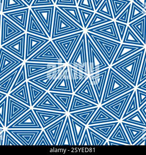 Abstract background with geometric mosaic shapes. Large triangles size. Multiple repeated inner triangles. Solid Color style. Repeatable pattern. Stock Vector