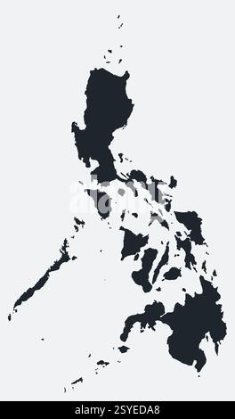 Philippines map. Just a simple border map. Shape of the country. Flat blank Philippines outline. Vector boundary illustration. Stock Vector