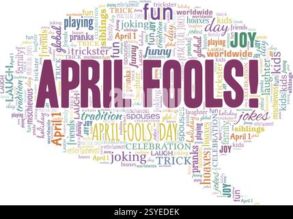 April Fools' Day vector illustration word cloud isolated on a white background. Stock Vector