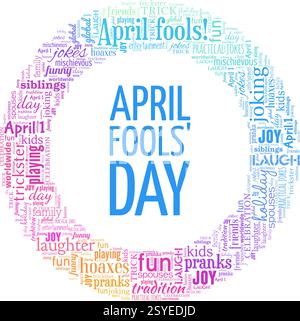April Fools' Day vector illustration word cloud isolated on a white background. Stock Vector