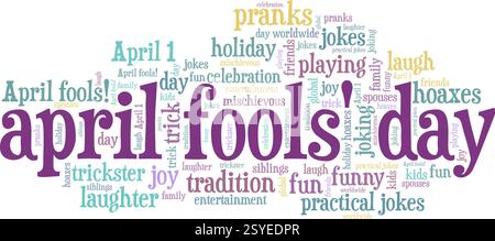 April Fools' Day vector illustration word cloud isolated on a white background. Stock Vector