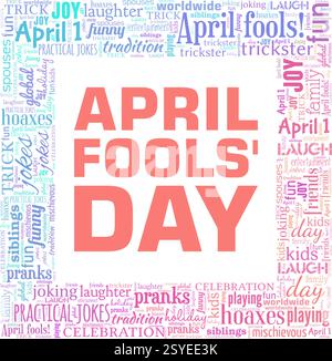 April Fools' Day vector illustration word cloud isolated on a white background. Stock Vector
