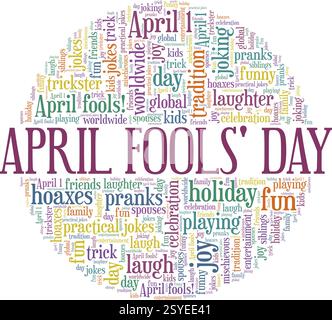 April Fools' Day vector illustration word cloud isolated on a white background. Stock Vector