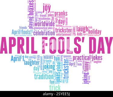 April Fools' Day vector illustration word cloud isolated on a white background. Stock Vector