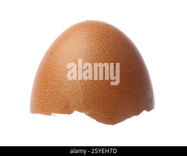 Piece of cracked eggshell isolated on white Stock Photo