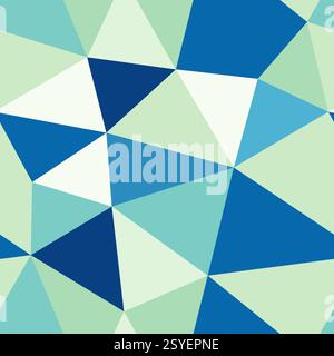Abstract background with geometric mosaic shapes. Large triangles size. Repeatable pattern. Creative vector tiles. Subtle Green Harmony Palette. Stock Vector