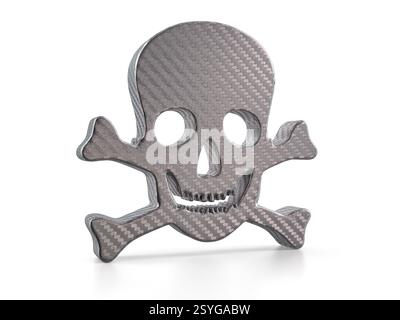 Holographic foil skull symbol on a white background. 3d illustration. Stock Photo