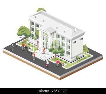 Vector isometric old bank building Stock Vector Image & Art - Alamy