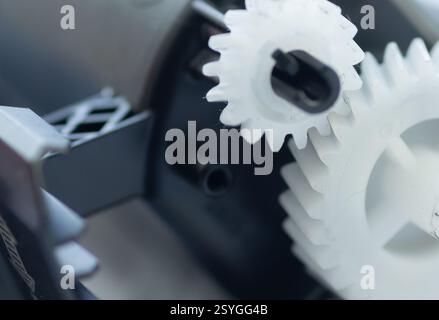 Laser printer cartridge gears in high magnification Stock Photo