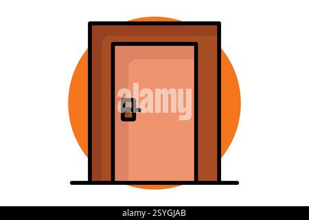 Door icon. colored outline icon style. icon related to furniture. furniture elements vector illustration Stock Vector
