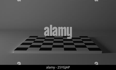 3D model of a chessboard on a white background in the dark, game, chess Stock Photo