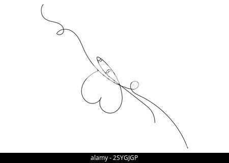 Butterfly Continuous one line art drawing with Color monarch butterflies isolated on the white background Stock Vector